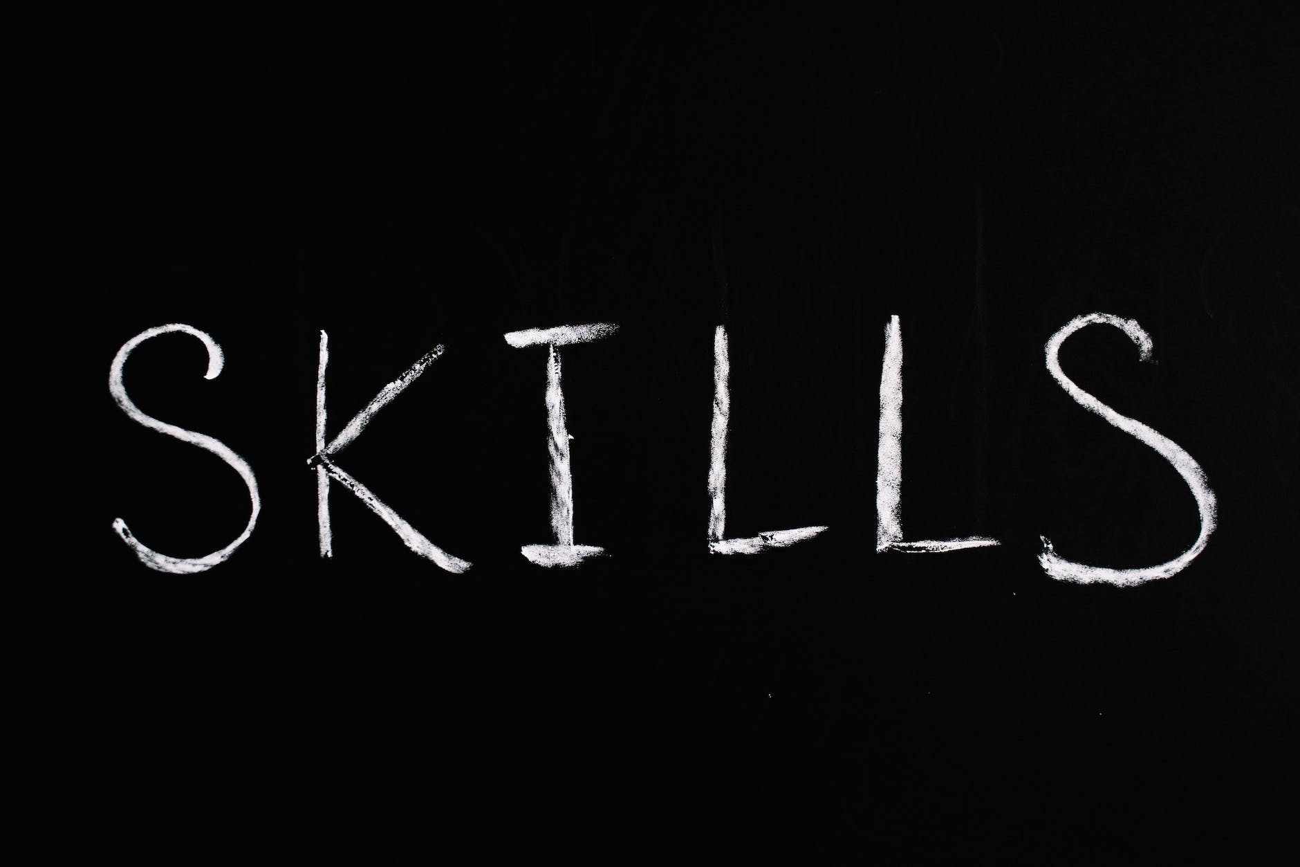 skills text on black background