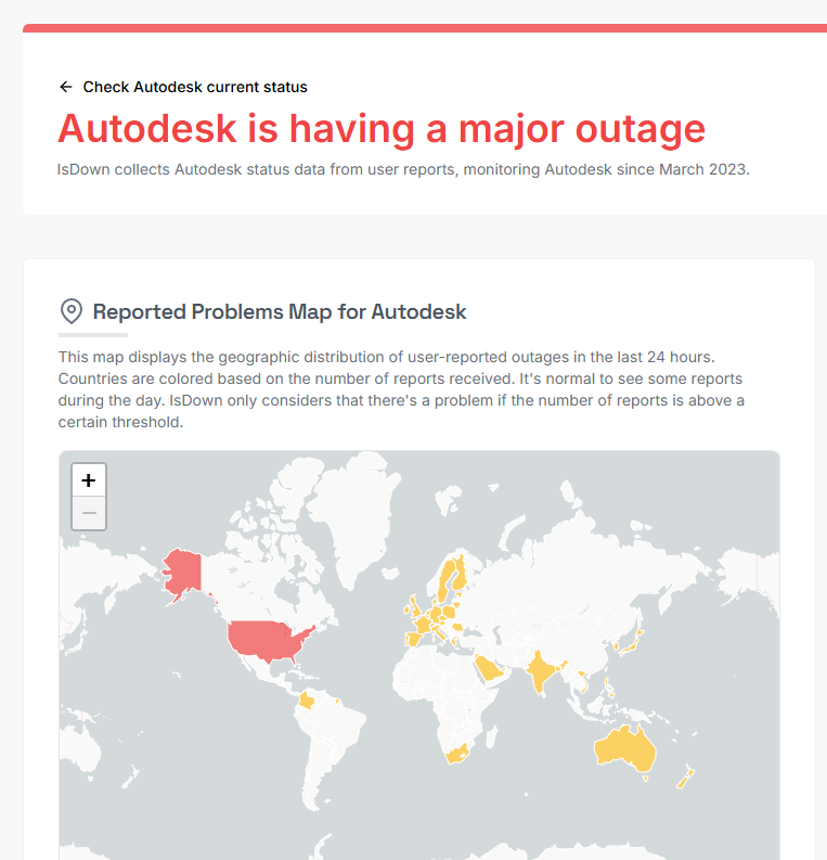 Autodesk is down due to a major AWS outage affecting Revit, BIM 360, and Autodesk Construction Cloud. Learn how the Amazon Web Services failure impacts Autodesk users and check live service status updates.